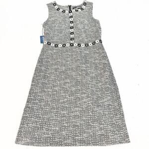 Karl Lagerfeld Tweed Flower Embroidered Sleeveless Dress Woven Size 8 NWT